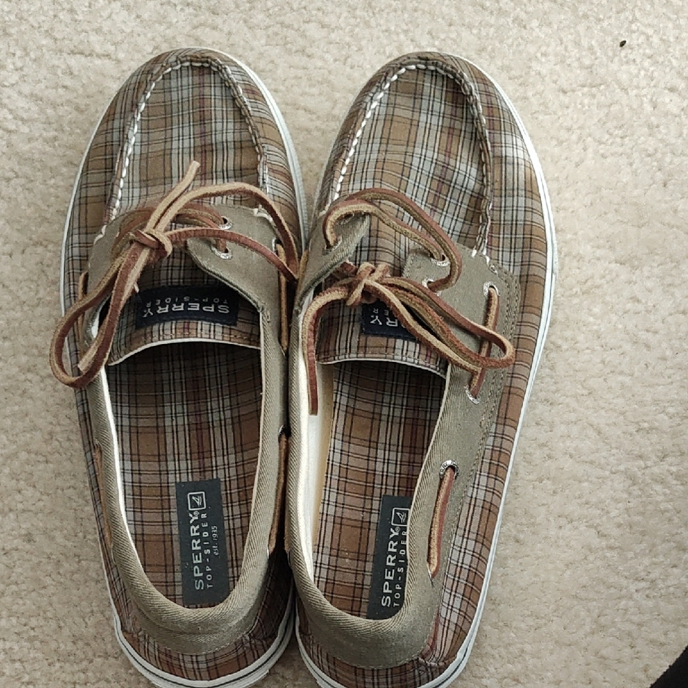 Sperry Brown Plaid Boat Shoes